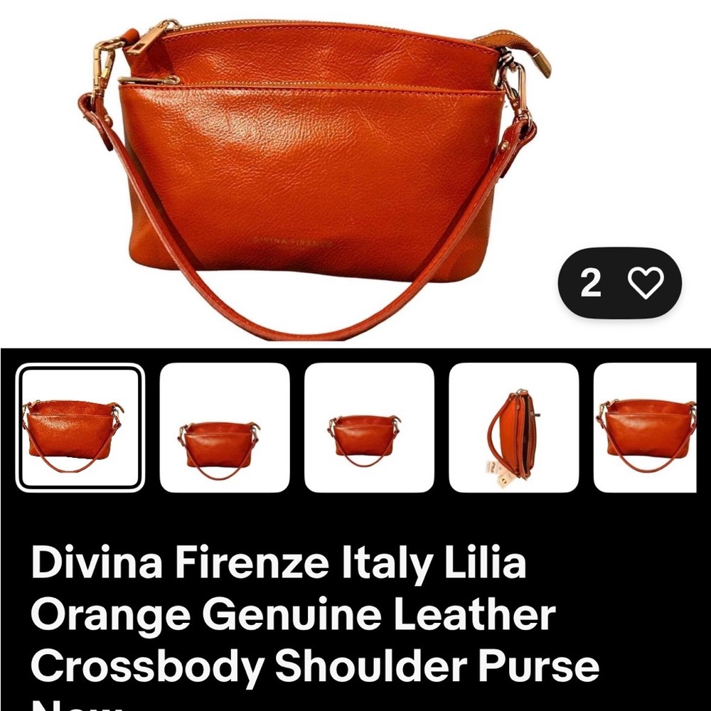 Divina Firenze Orange Leather Crossbody Bag